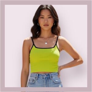 Intimately Free People Andi Seamless Square Neck Brami In Highlighter/Black